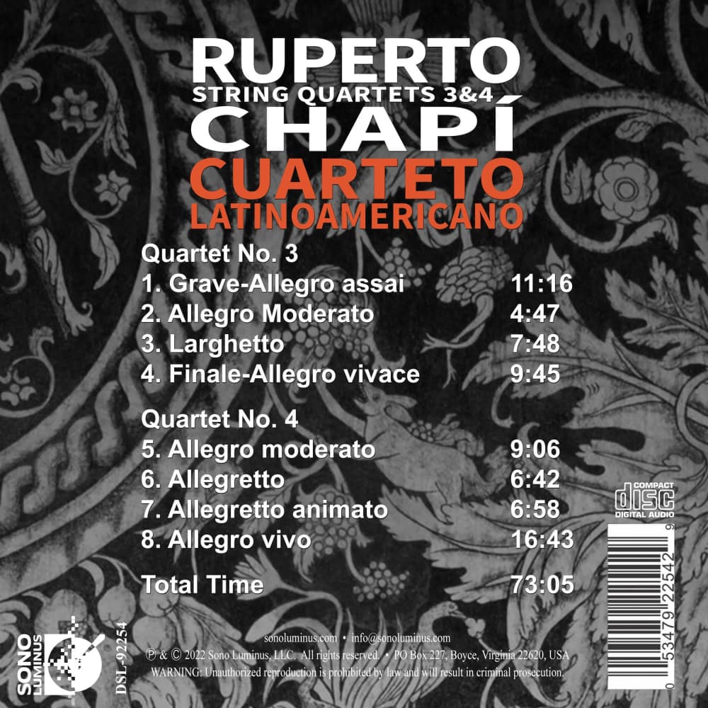 Cuarteto Latinoamericano - Ruperto Chapi String quartets vol.2 - Bild 2