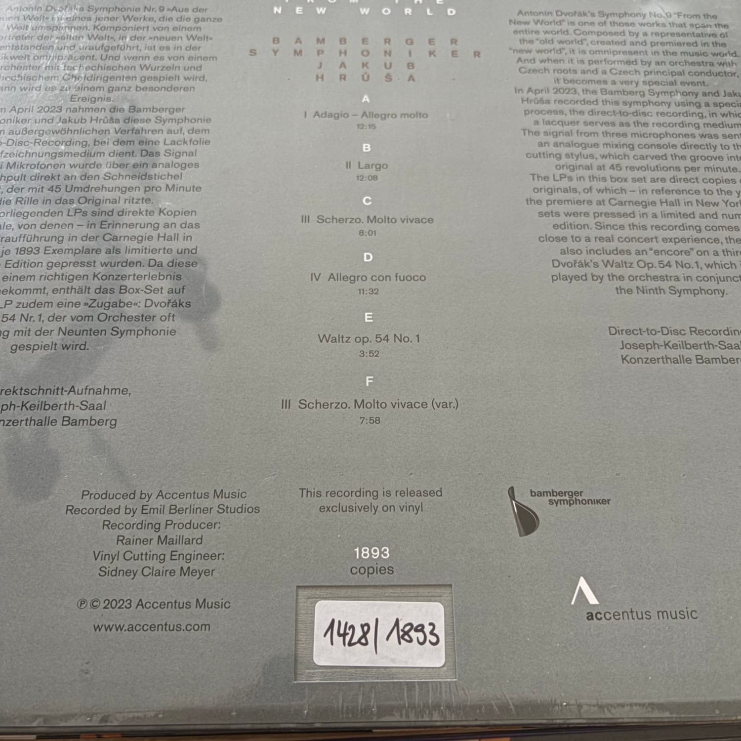 Bamberger Symphonicer / Jakub Hrúsa - Antonin Dvorak: Symphony No. 9 E minor Op. 95 - Bild 2